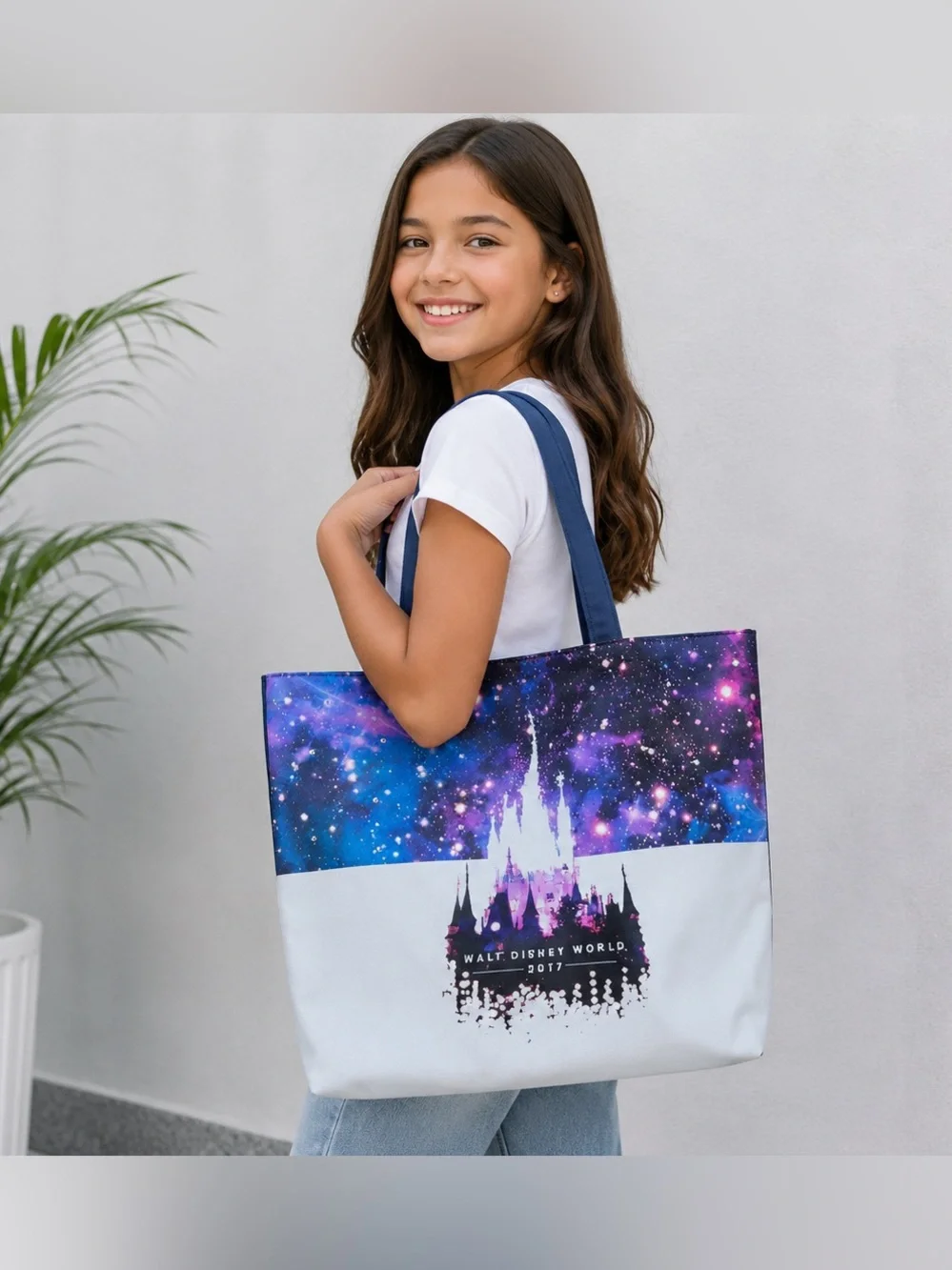 Walt Disney World 2017 Disney‎ Parks Travel Tote Bag Navy White Castle Space NWT